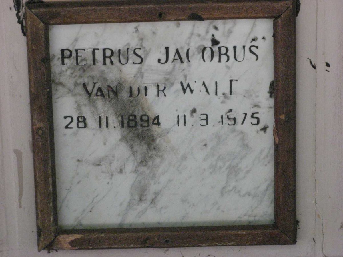 WALT Petrus Jacobus, van der 1894-1975