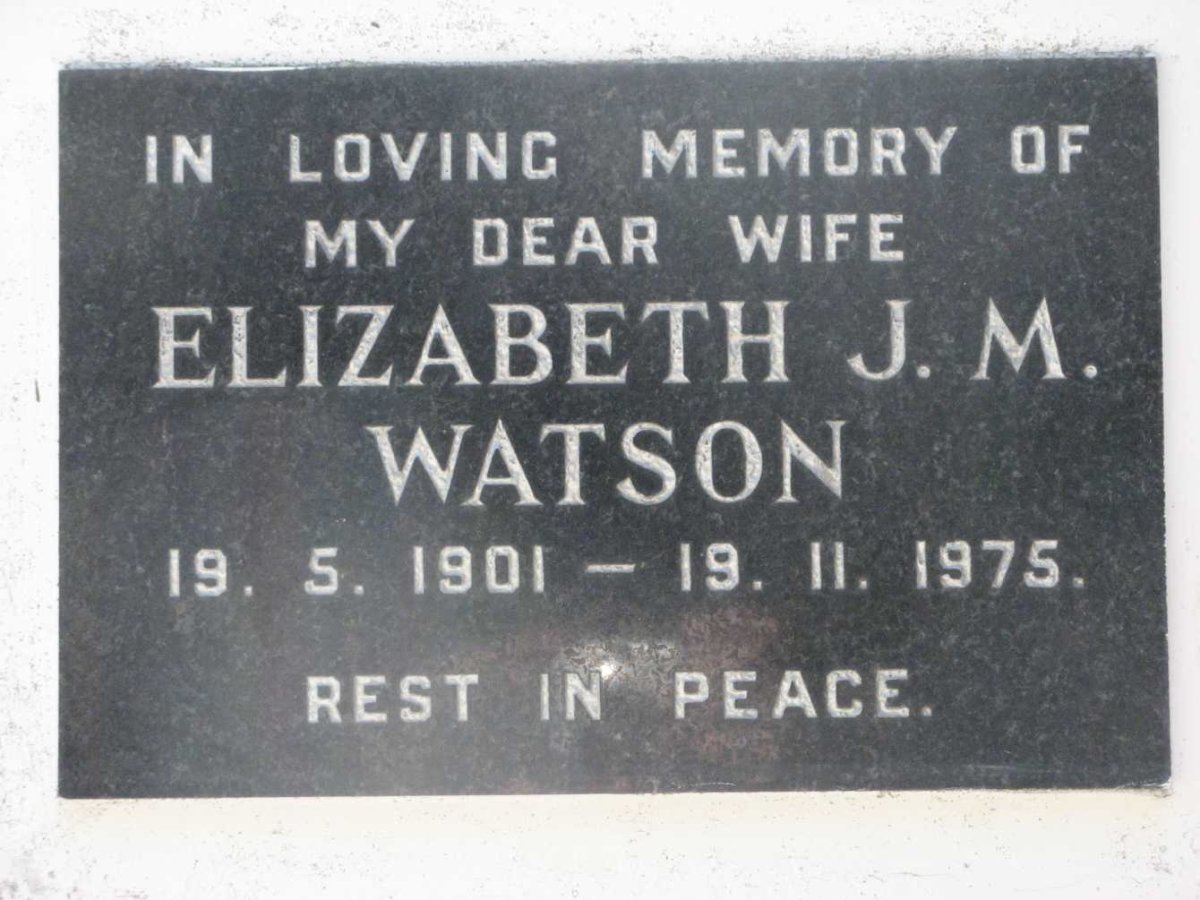 WATSON Elizabeth J.M. 1901-1975