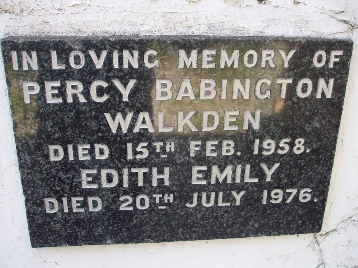 WALKDEN Percy Babington -1958 &amp; Edith Emily -1976