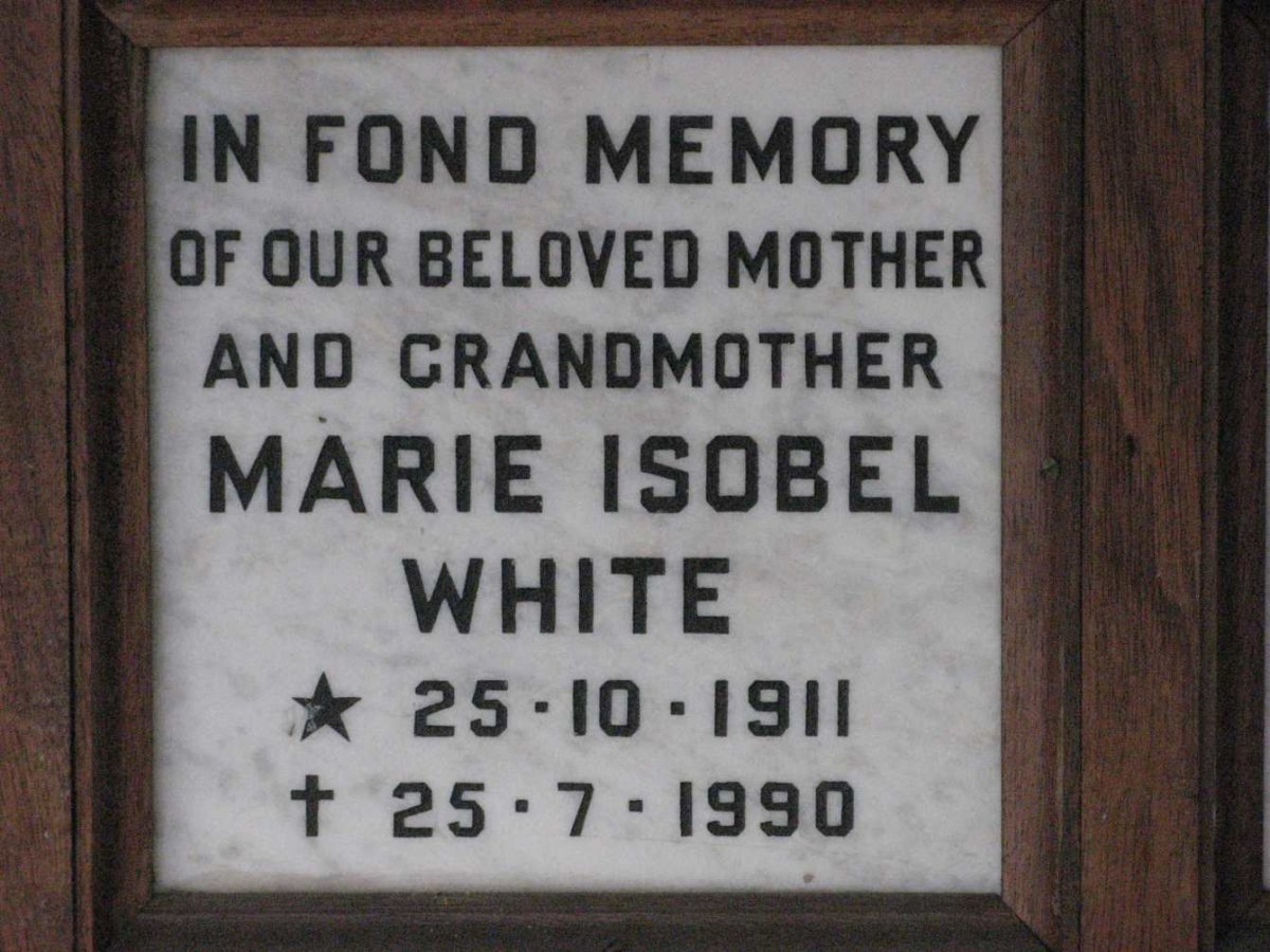 WHITE Marie Isobel 1911-1990