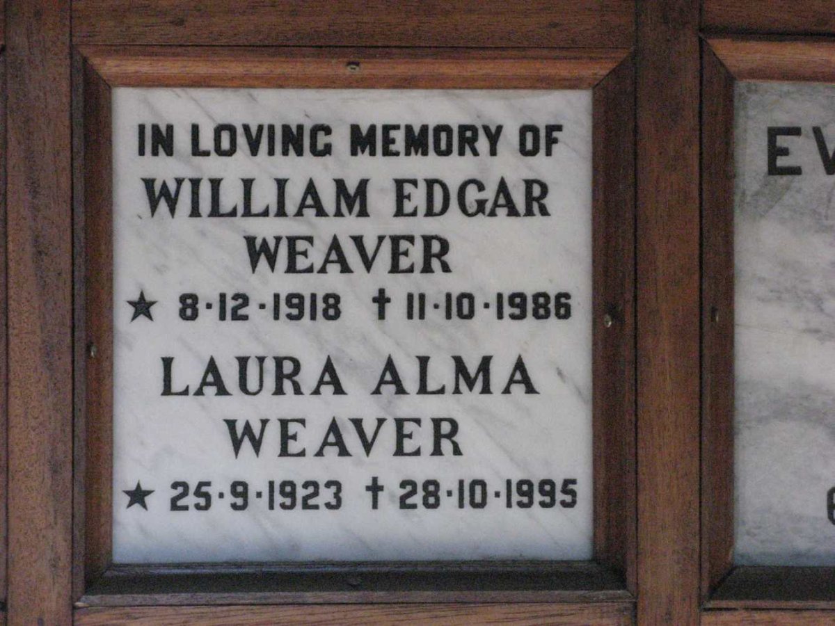 WEAVER William Edgar 1918-1986 &amp; Laura Alma 1923-1995