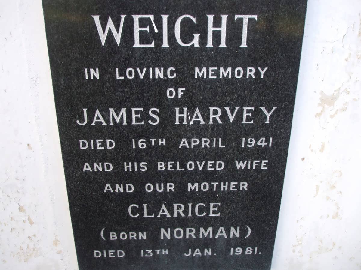 WEIGHT James Harvey -1941 &amp; Clarice NORMAN -1981