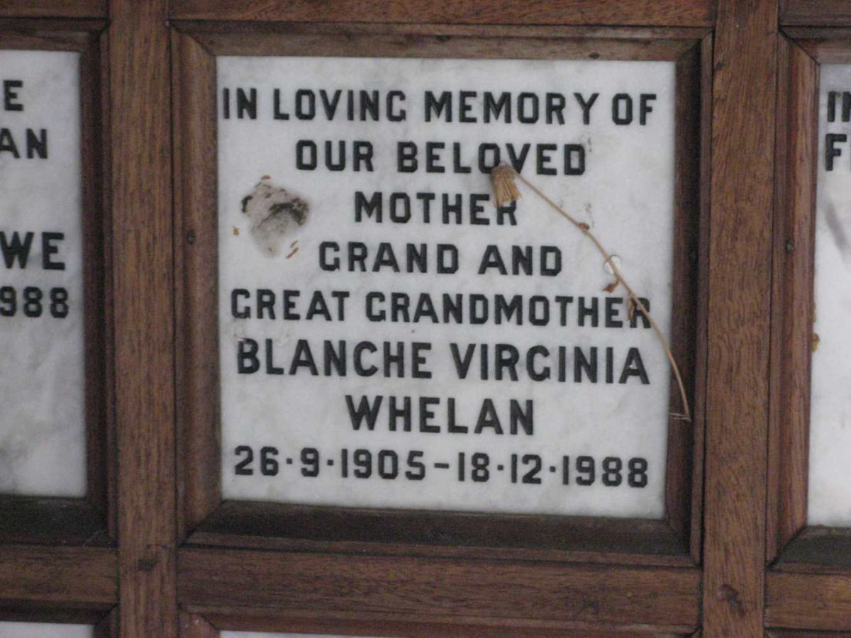 WHELAN Blanche Virginia 1905-1988
