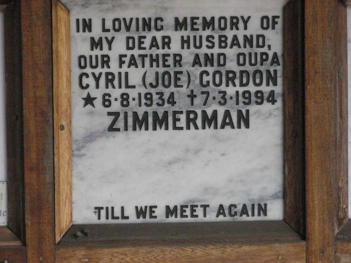 ZIMMERMAN Cyril Gordon 1934-1994