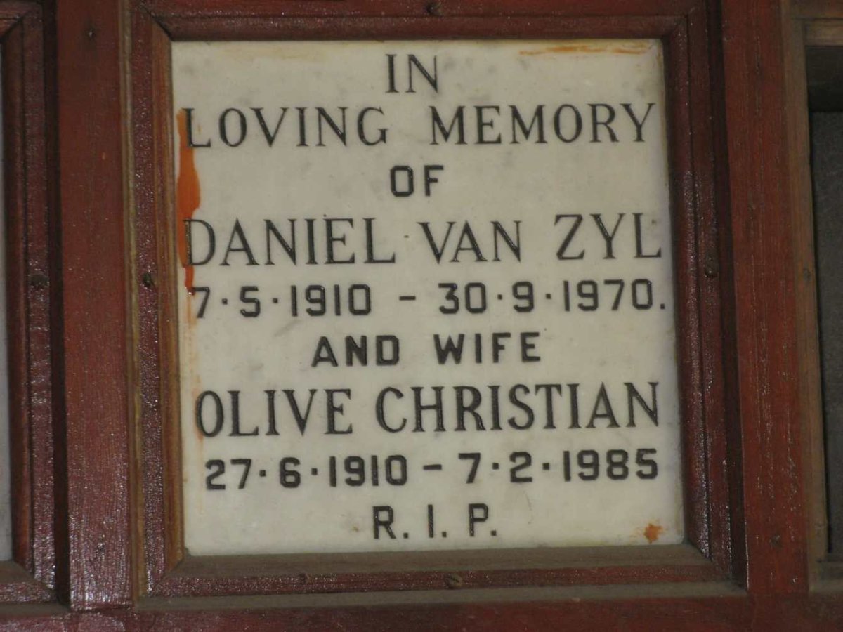ZYL Daniel, van 1910-1970 &amp; Olive Christian 1910-1985
