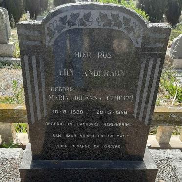 ANDERSON Maria Johanna nee CLOETE 1888-1968