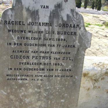 BURGER Rachel Johanna nee JORDAAN -1894 :: VAN ZYL Gideon Petrus -1893