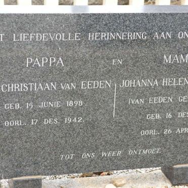 EEDEN Gert Christiaan, van 1898-1942 &amp; Johanna Helena LA GRANGE voorheen VAN EEDEN nee VAN WYK 1897-1969