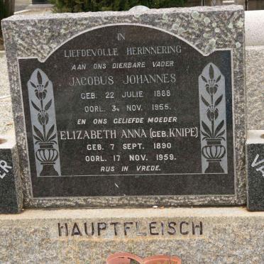 HAUPTFLEISCH Jacobus Johannes 1888-1955 &amp; Elizabeth Anna KNIPE 1890-1959