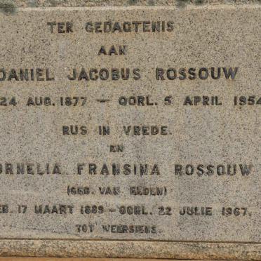 ROSSOUW Daniel Jacobus 1877-1954 &amp; Cornelia Fransina VAN EEDEN 1889-1967