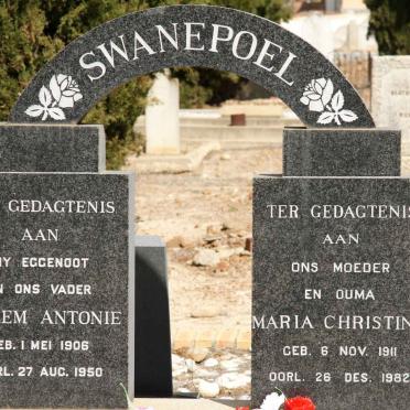 SWANEPOEL Willem Antonie 1906-1950 &amp; Maria Christina 1911-1982