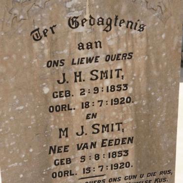 SMIT J.H. 1853-1920 &amp; M.J. nee VAN EEDEN 1853-1920