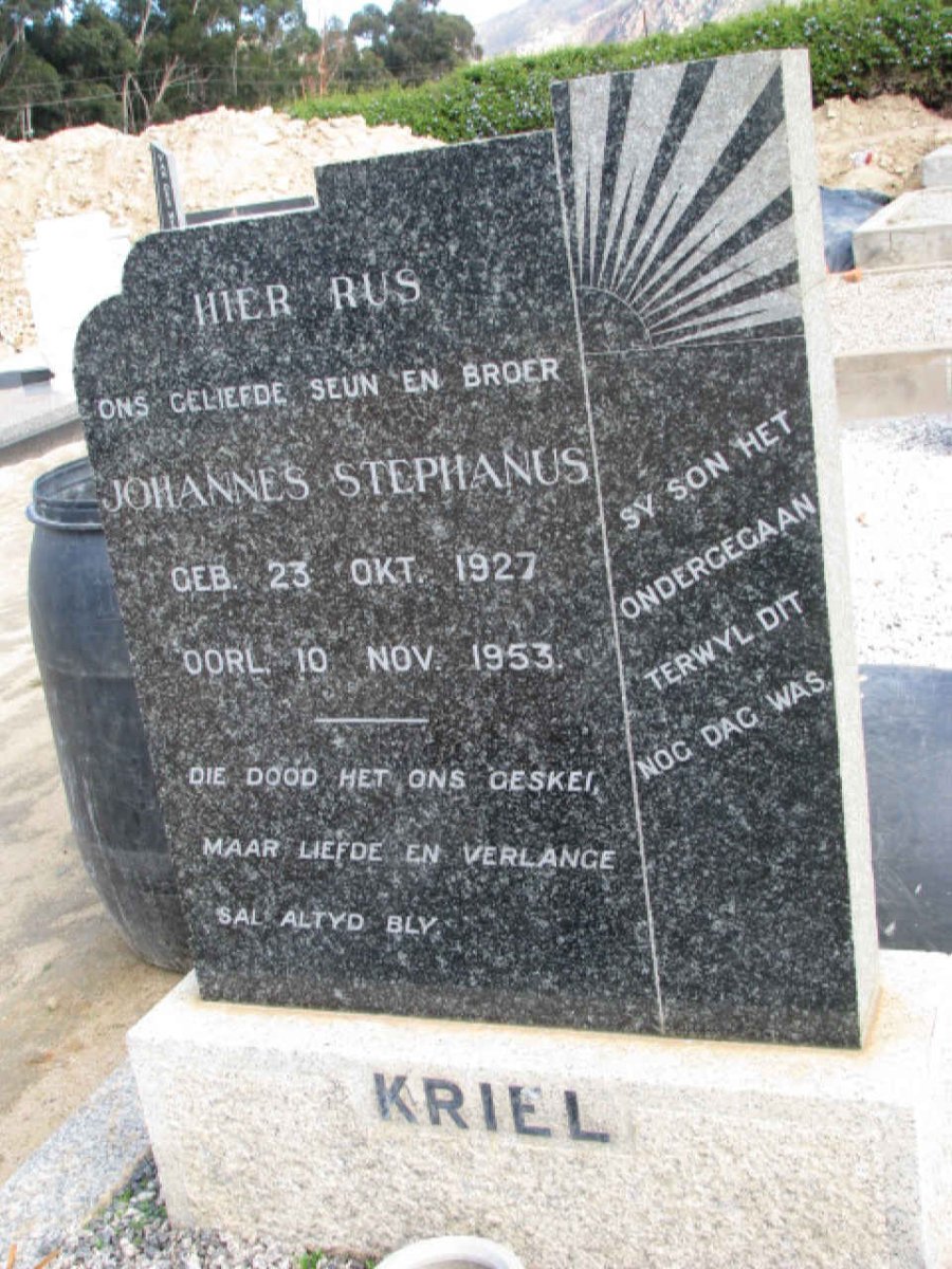 KRIEL Johannes Stephanus 1927-1953
