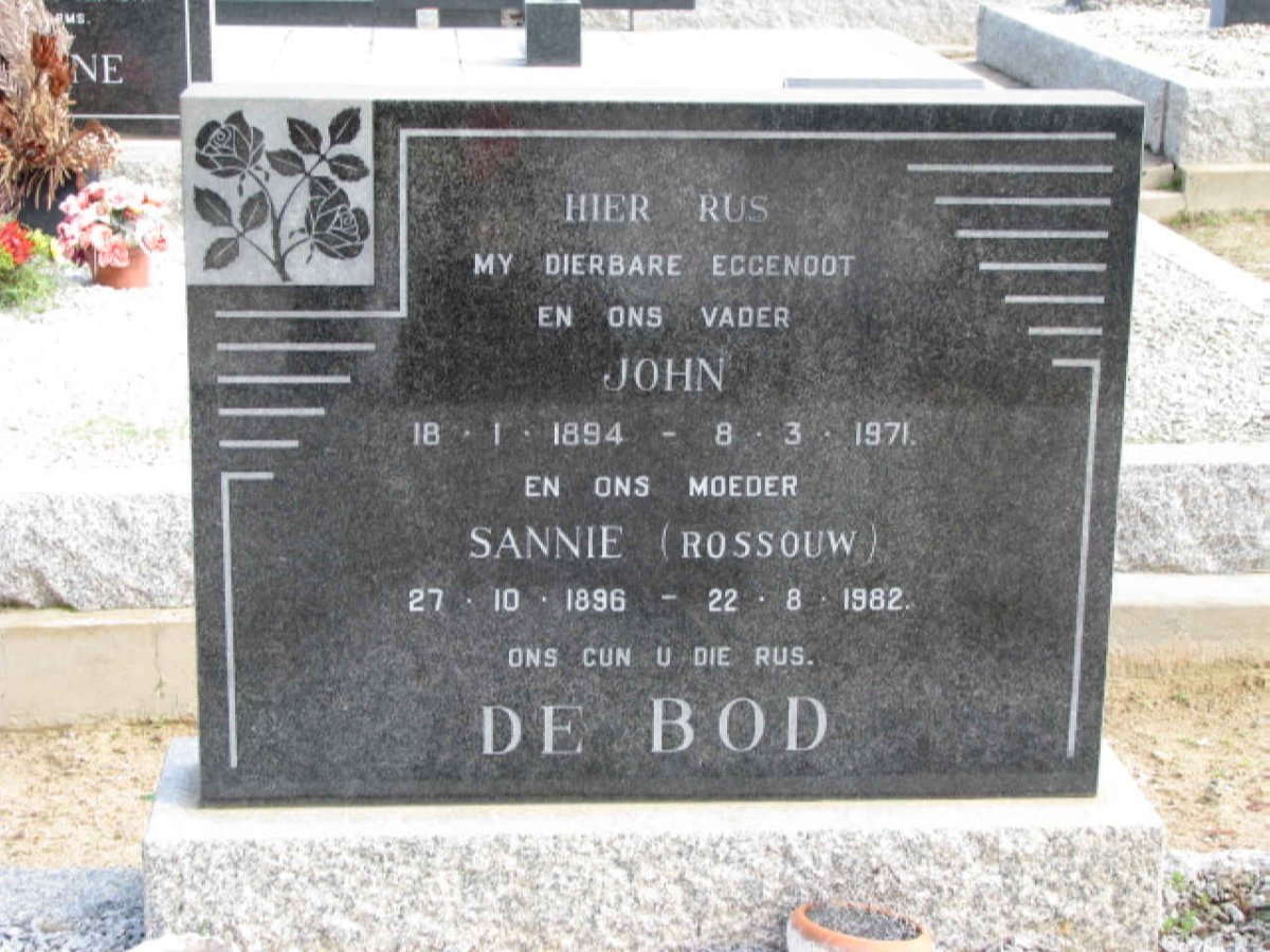 BOD John, de 1894-1971 &amp; Sannie ROSSOUW 1896-1982