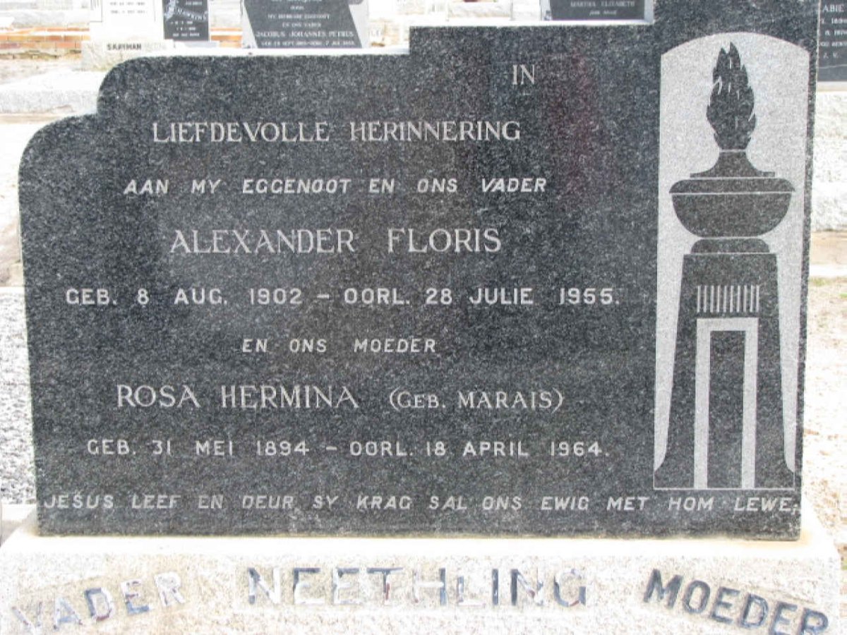 NEETHLING Alexander Floris 1902-1955 &amp; Rosa Hermina MARAIS 1894-1964