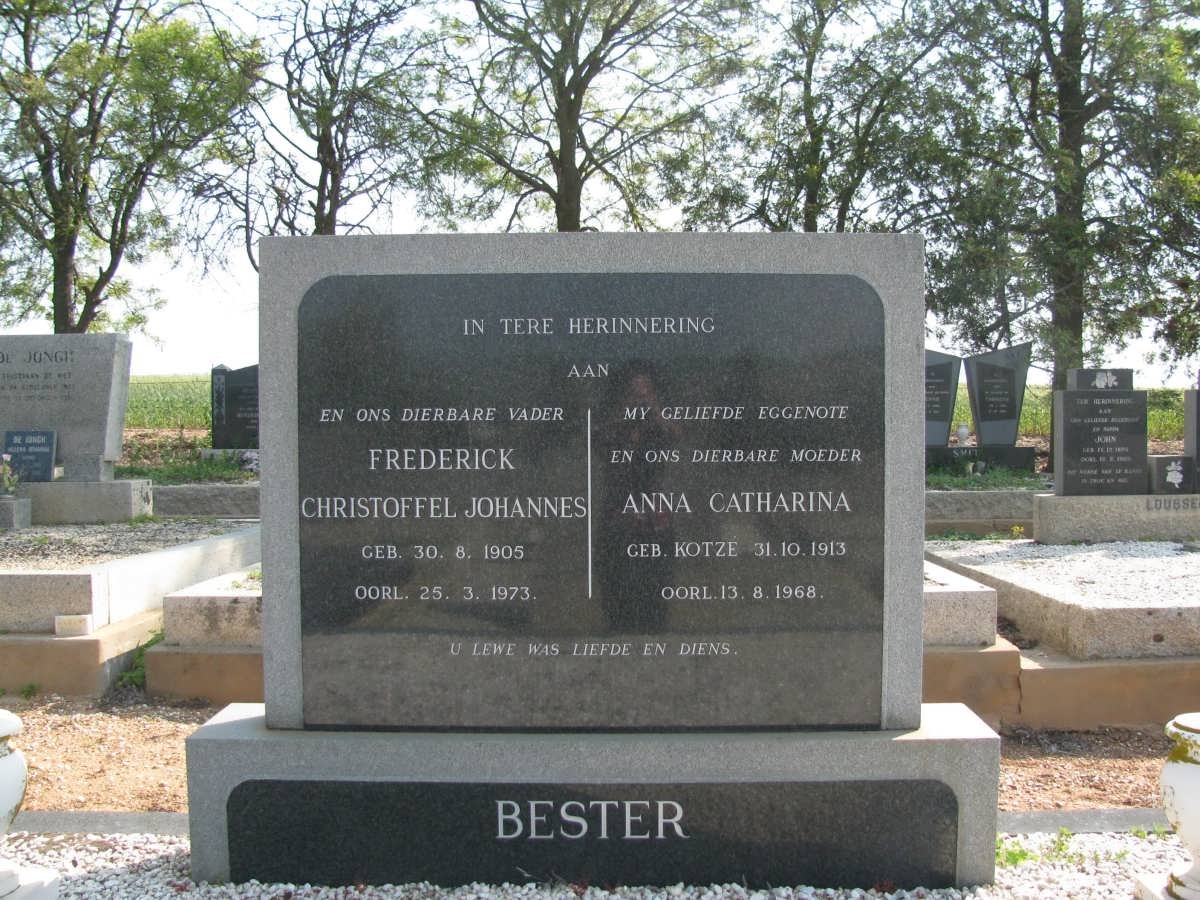 BESTER Frederick Christoffel Johannes 1905-1973 &amp; Anna Catharina KOTZE 1913-1968