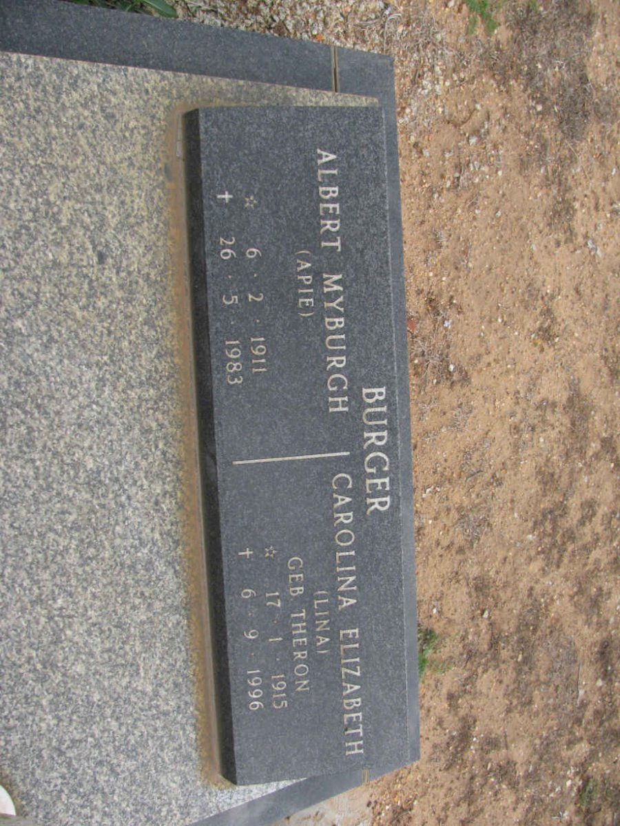 BURGER Albert Myburgh 1911-1983 &amp; Carolina Elizabeth THERON 1915-1996