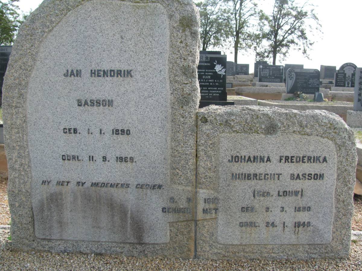 BASSON Jan Hendrik 1890-1969 &amp; Johanna Frederika Huibrecht LOUW 1880-1948