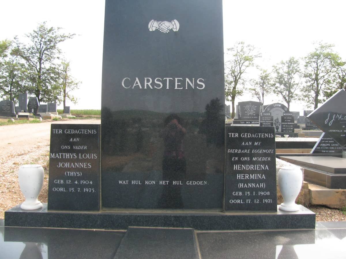 CARSTENS Matthys Louis Johannes 1904-1975 &amp; Hendriena Hermina 1908-1971
