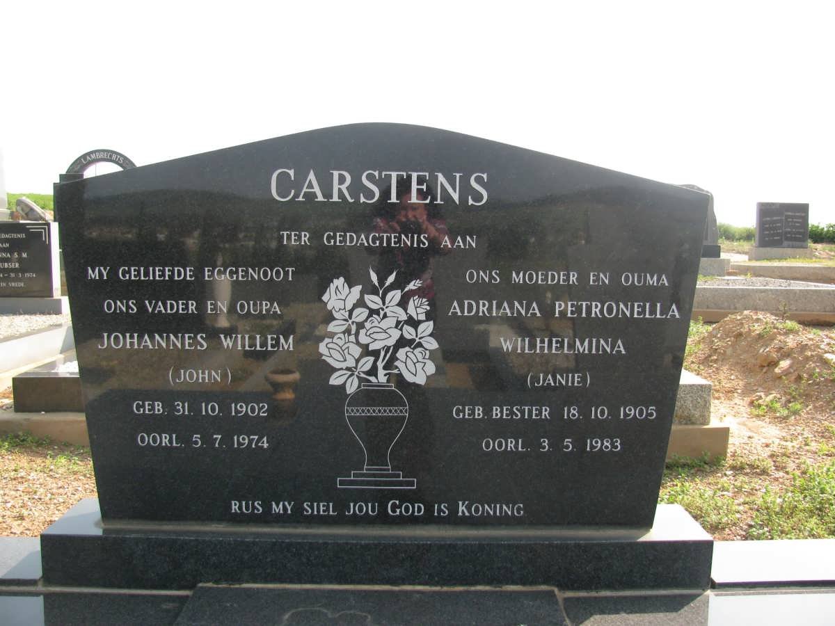 CARSTENS Johannes Willem 1902-1974 &amp; Adriana Petronella Wilhelmina 1905-1983