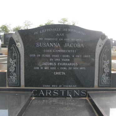 CARSTENS Jacobus Everhardus 1892-1975 &amp; Susanna Jacoba LAMBRECHTS 1895-1963