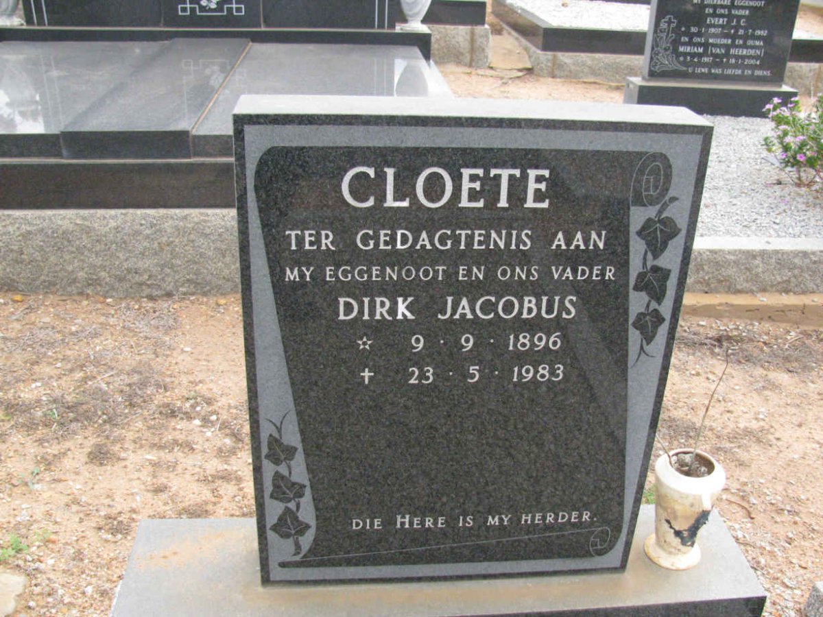 CLOETE Dirk Jacobus 1896-1983