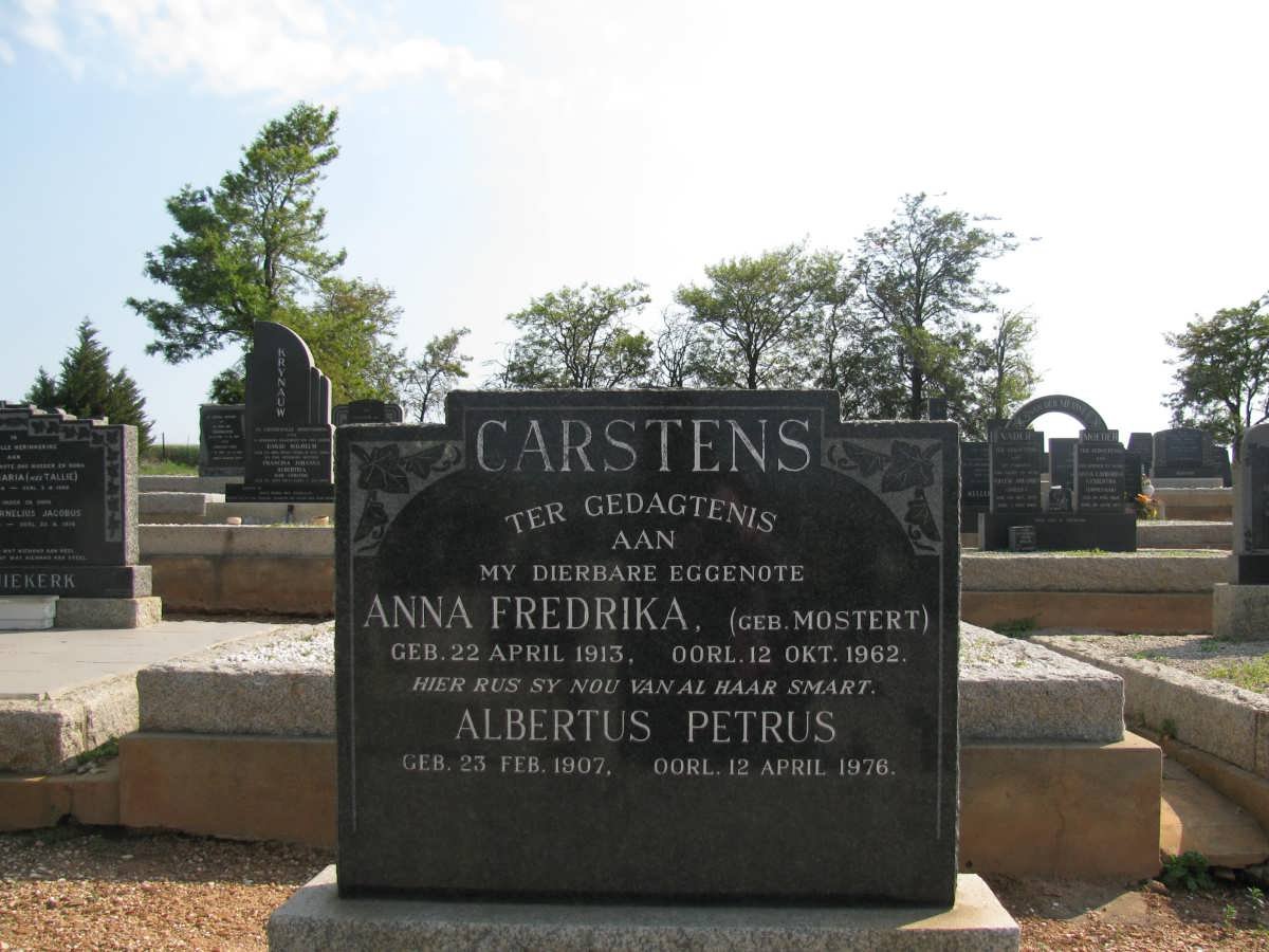 CARSTENS Albertus Petrus 1907-1976 &amp; Anna Fredrika MOSTERT 1913-1962