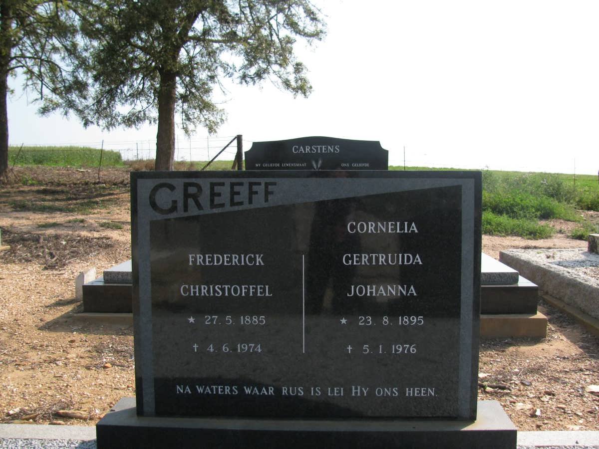 GREEFF Frederick Christoffel 1885-1974 &amp; Cornelia Gertruida Johanna 1895-1976