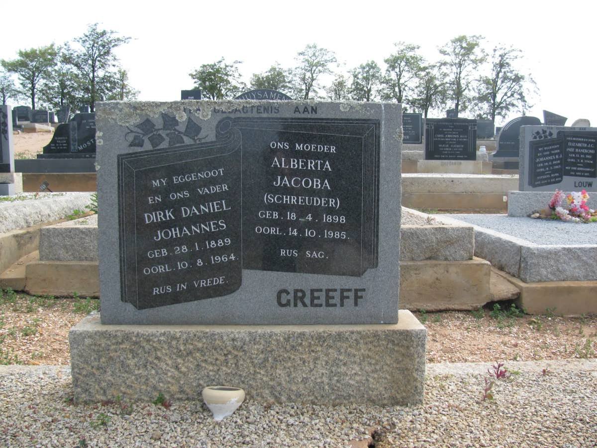 GREEFF Dirk Daniel Johannes 1889-1964 &amp; Alberta Jacoba SCHREUDER 1898-1985