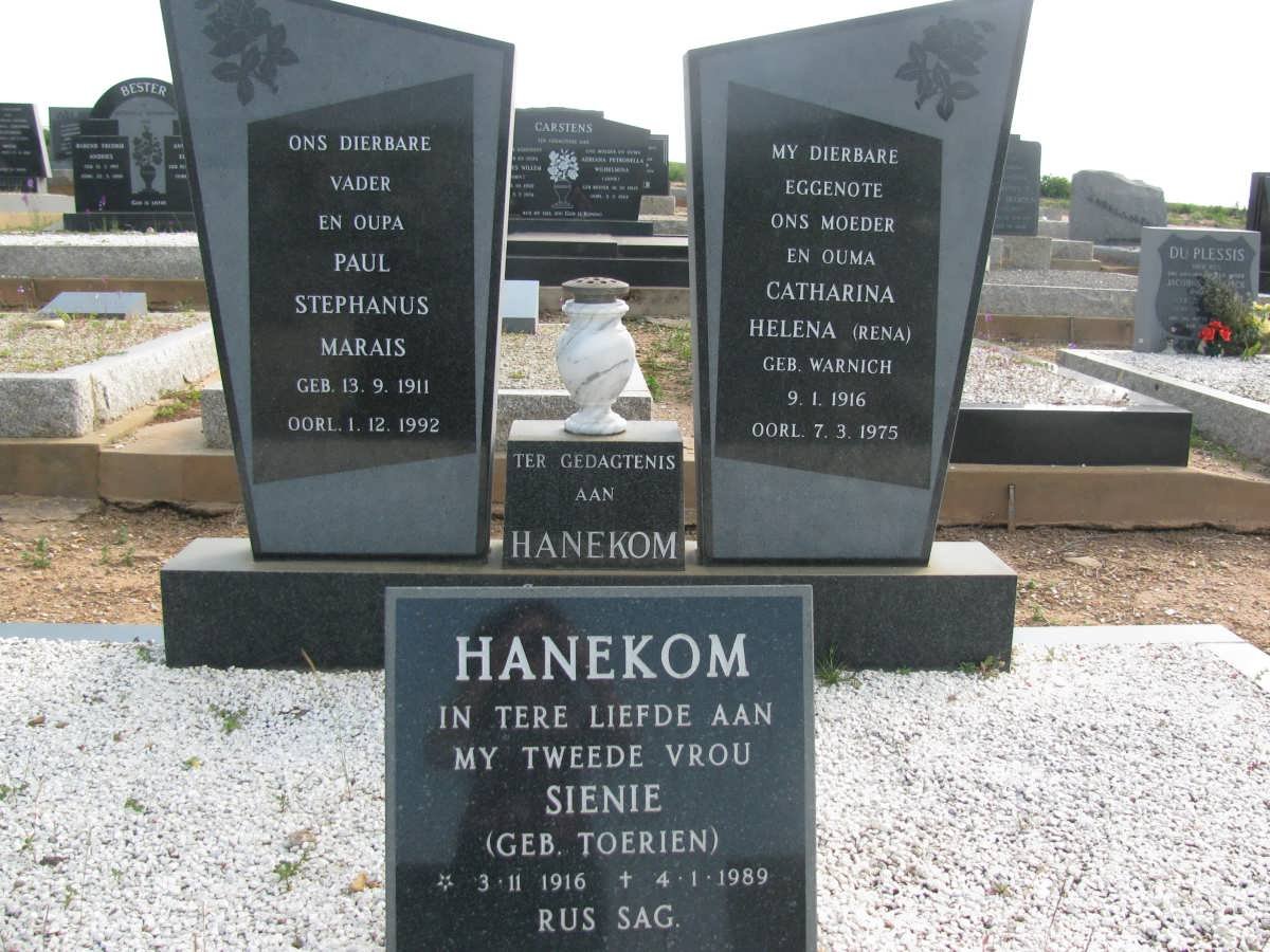HANEKOM Paul Stephanus Marais 1911-1992 &amp; Catharina Helena WARNICH 1916-1975 &amp; Sienie TOERIEN 1916-1989