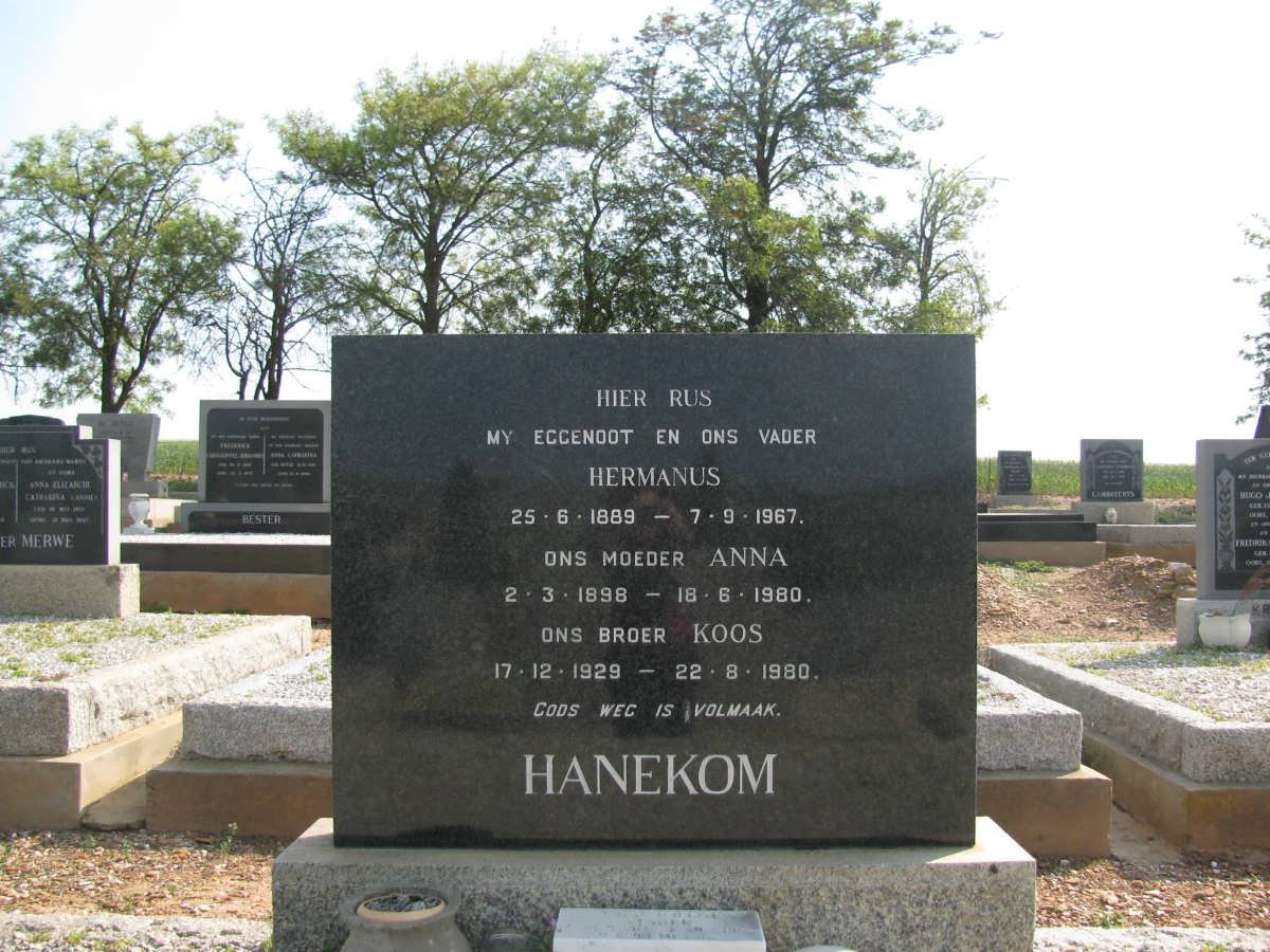 HANEKOM Hermanus 1889-1967 &amp; Anna 1898-1980 :: HANEKOM Koos 1929-1980