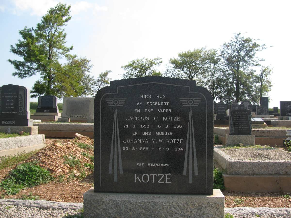 KOTZE Jacobus C. 1893-1966 &amp; Johanna M.W. 1898-1984