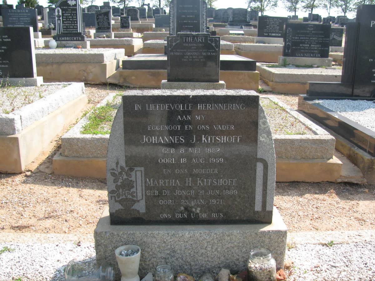 KITSHOFF Johannes J. 1882-1959 &amp; Martha H. DE JONGH 1889-1971