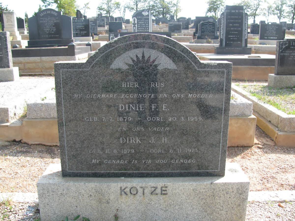 KOTZE Dirk J.H. 1879-1973 &amp; Dinie F.E. 1879-1959