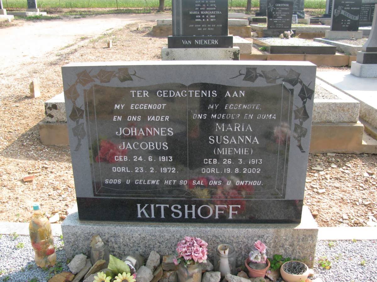 KITSHOFF Johannes Jacobus 1913-1972 &amp; Maria Susanna 1913-2002