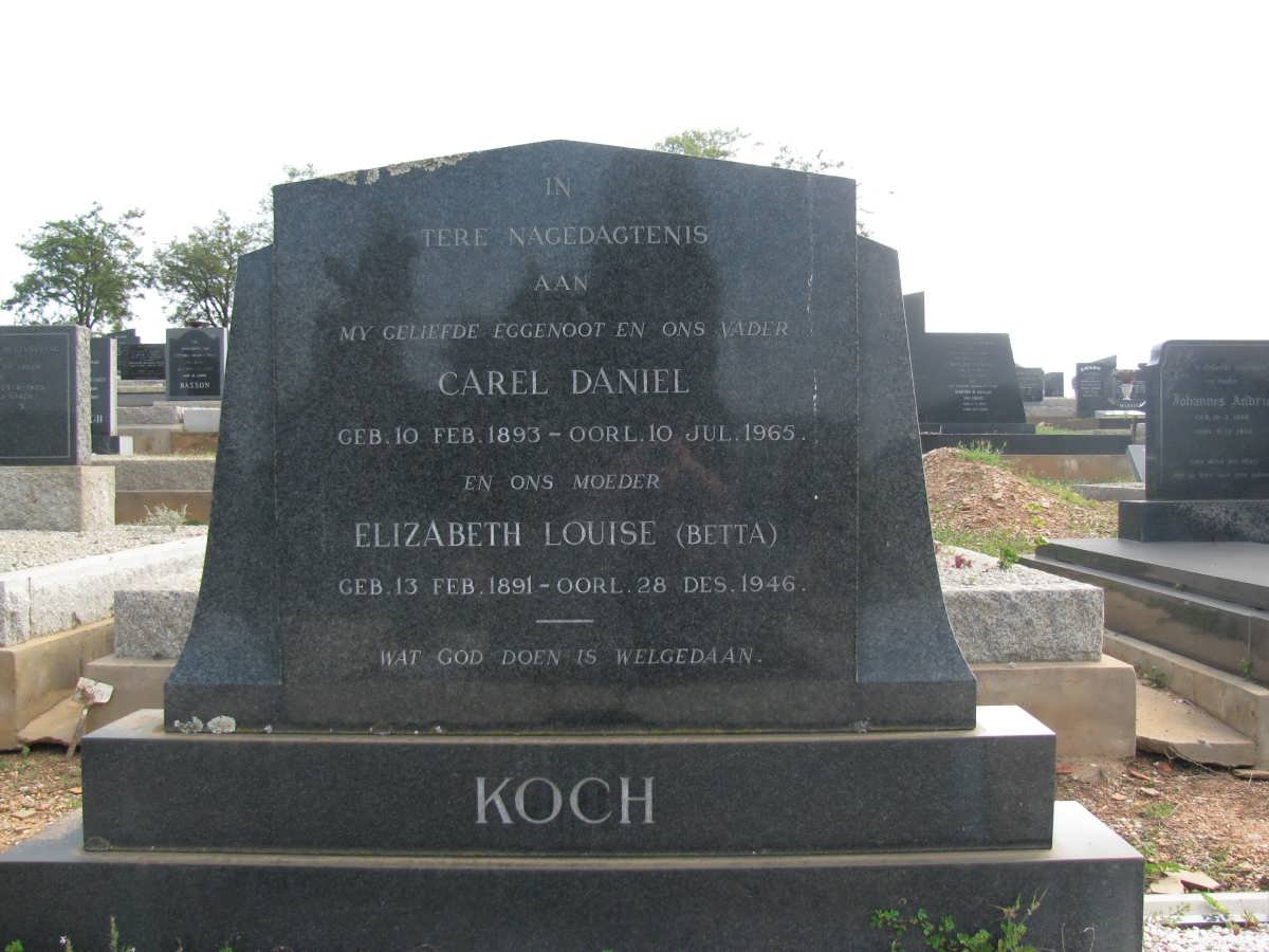 KOCH Carel Daniel 1893-1965 &amp; Elizabeth Louise 1891-1946