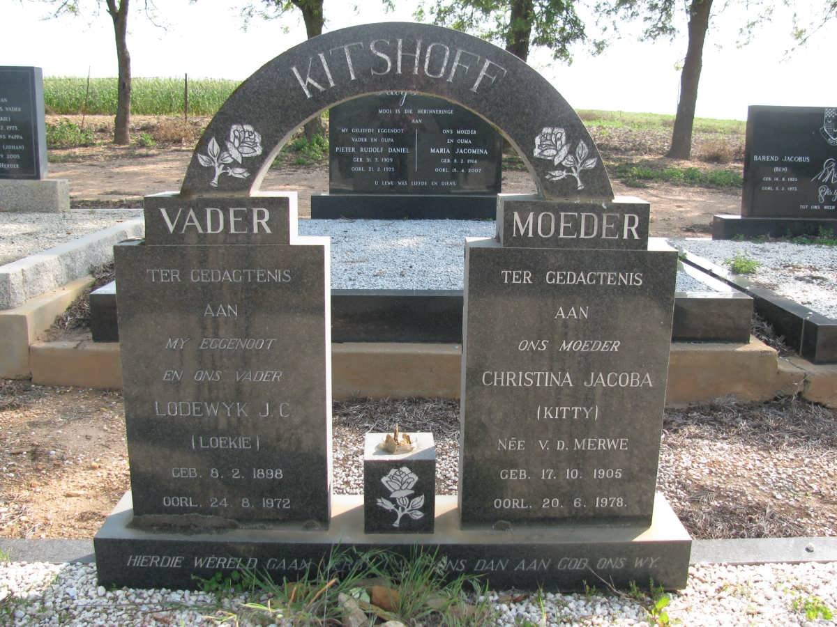 KITSHOFF Lodewyk J.C. 1898-1972 &amp; Christina Jacoba V.D. MERWE 1905-1978
