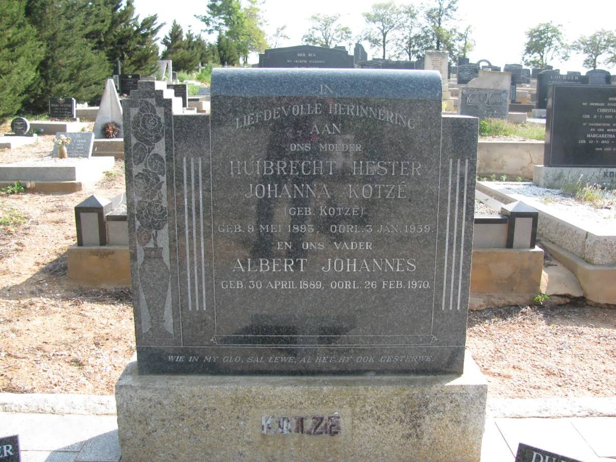 KOTZE Albert Johannes 1889-1970 &amp; Huibrecht Hester Johanna KOTZE 1893-1959