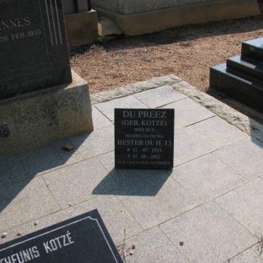 PREEZ H.H.J., du nee KOTZE 1923-2002