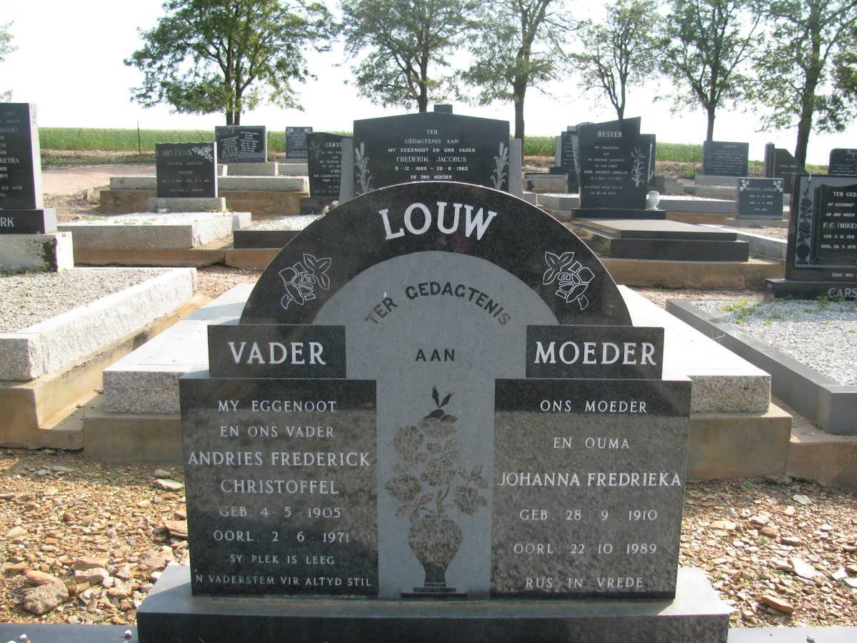 LOUW Andries Frederick Christoffel 1905-1971 &amp; Johanna Fredrieka 1910-1989