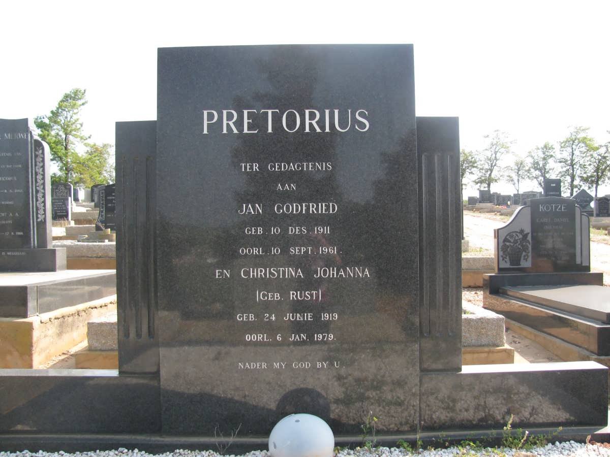 PRETORIUS Jan Godfried 1911-1961 &amp; Christina Johanna RUST 1919-1979