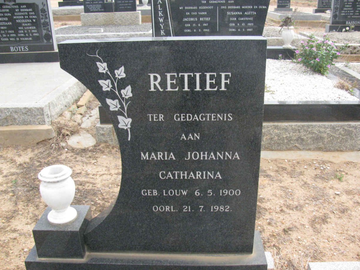 RETIEF Maria Johanna Catharina nee LOUW 1900-1982