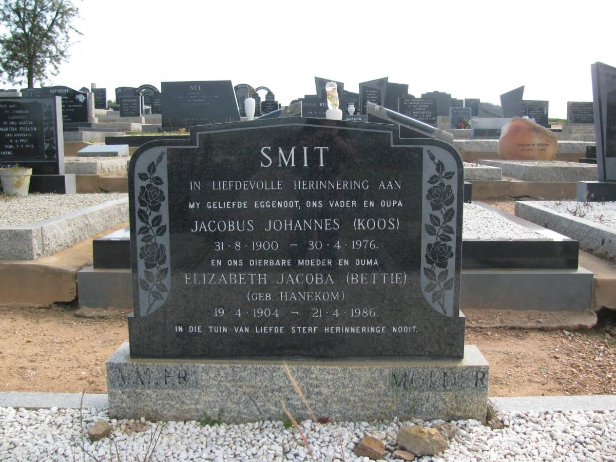 SMIT Jacobus Johannes 1900-1976 &amp; Elizabeth Jacoba HANEKOM 1904-1986