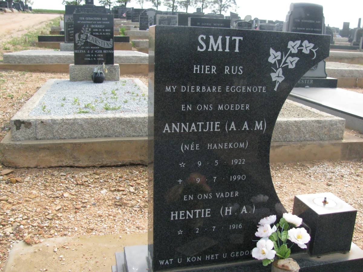 SMIT H.A.1916- &amp; A.A.M HANEKOM 1922-1990
