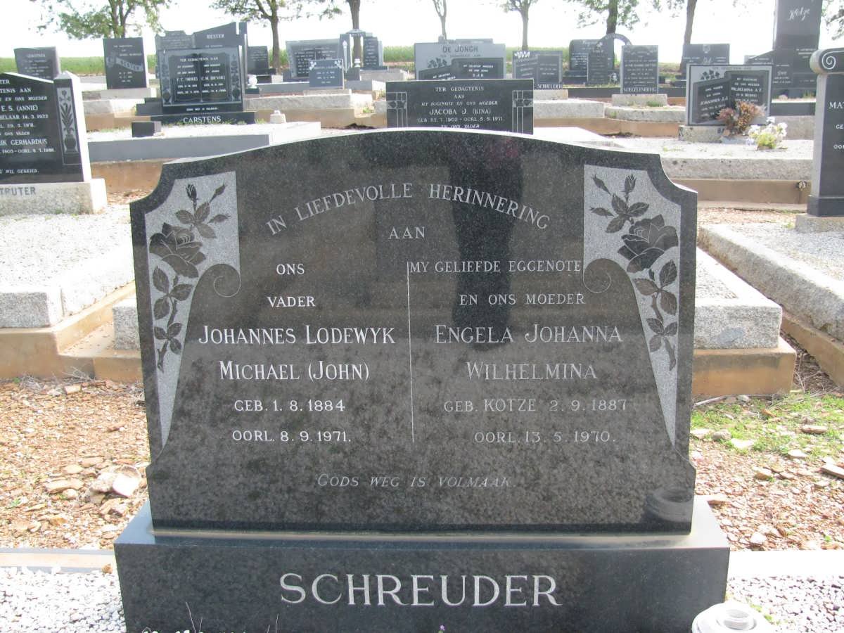 SCHREUDER Johannes Lodewyk Michael 1884-1971 &amp; Engela Johanna Wilhelmina KOTZE 1887-1970