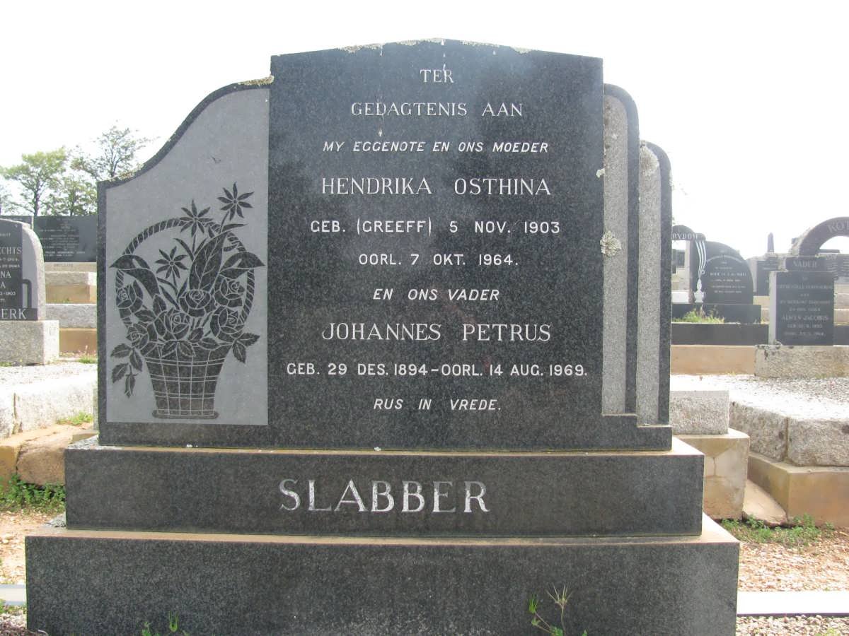 SLABBER Johannes Petrus 1894-1969 &amp; Hendrika Osthina GREEFF 1903-1964