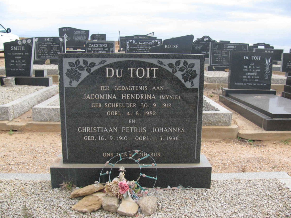 TOIT Christiaan Petrus Johannes, du 1910-1986 &amp; Jacomina Hendrina SCHREUDER 1912-1982