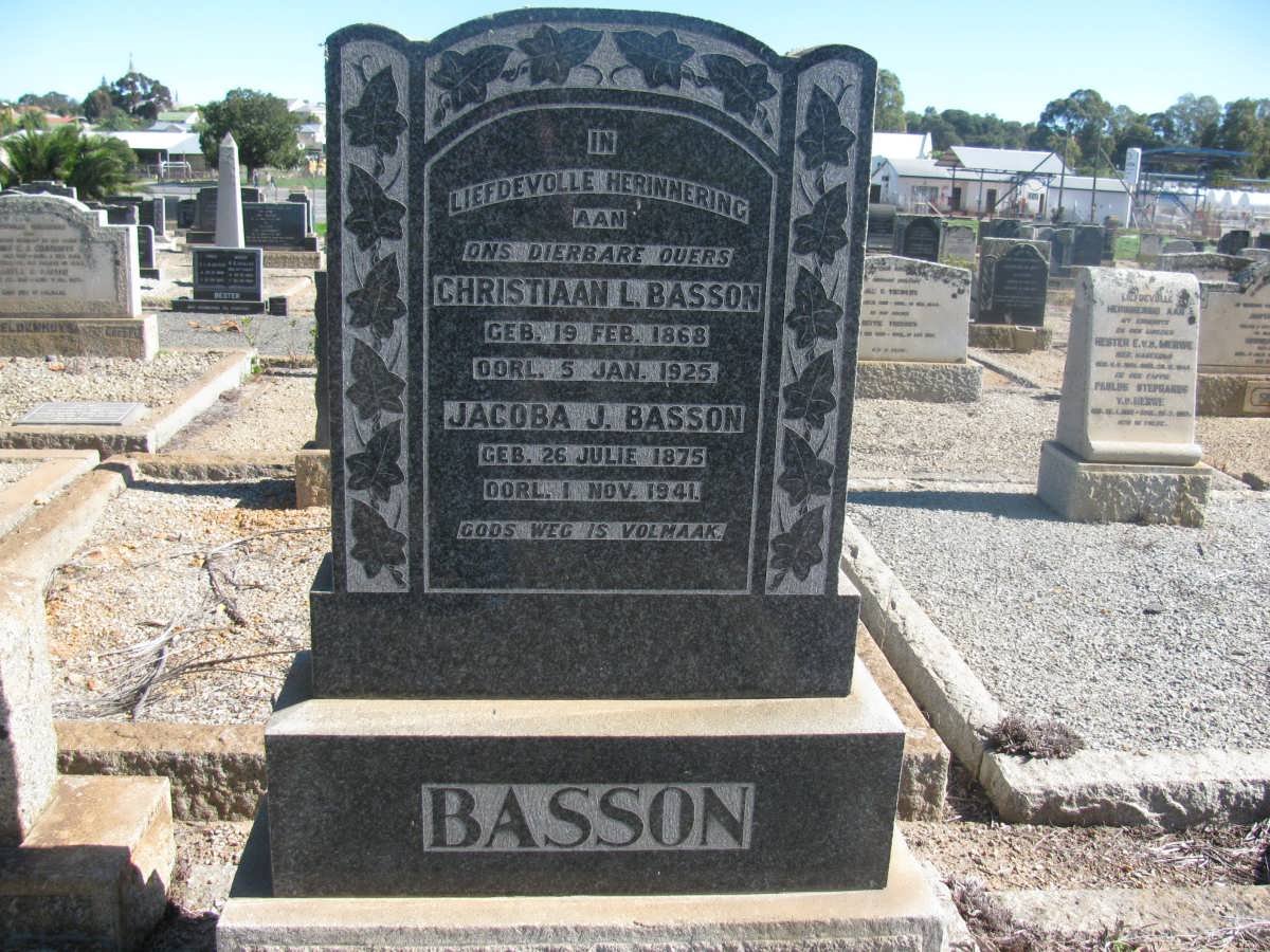BASSON Christiaan L. 1868-1925 &amp; Jacoba J. 1875-1941