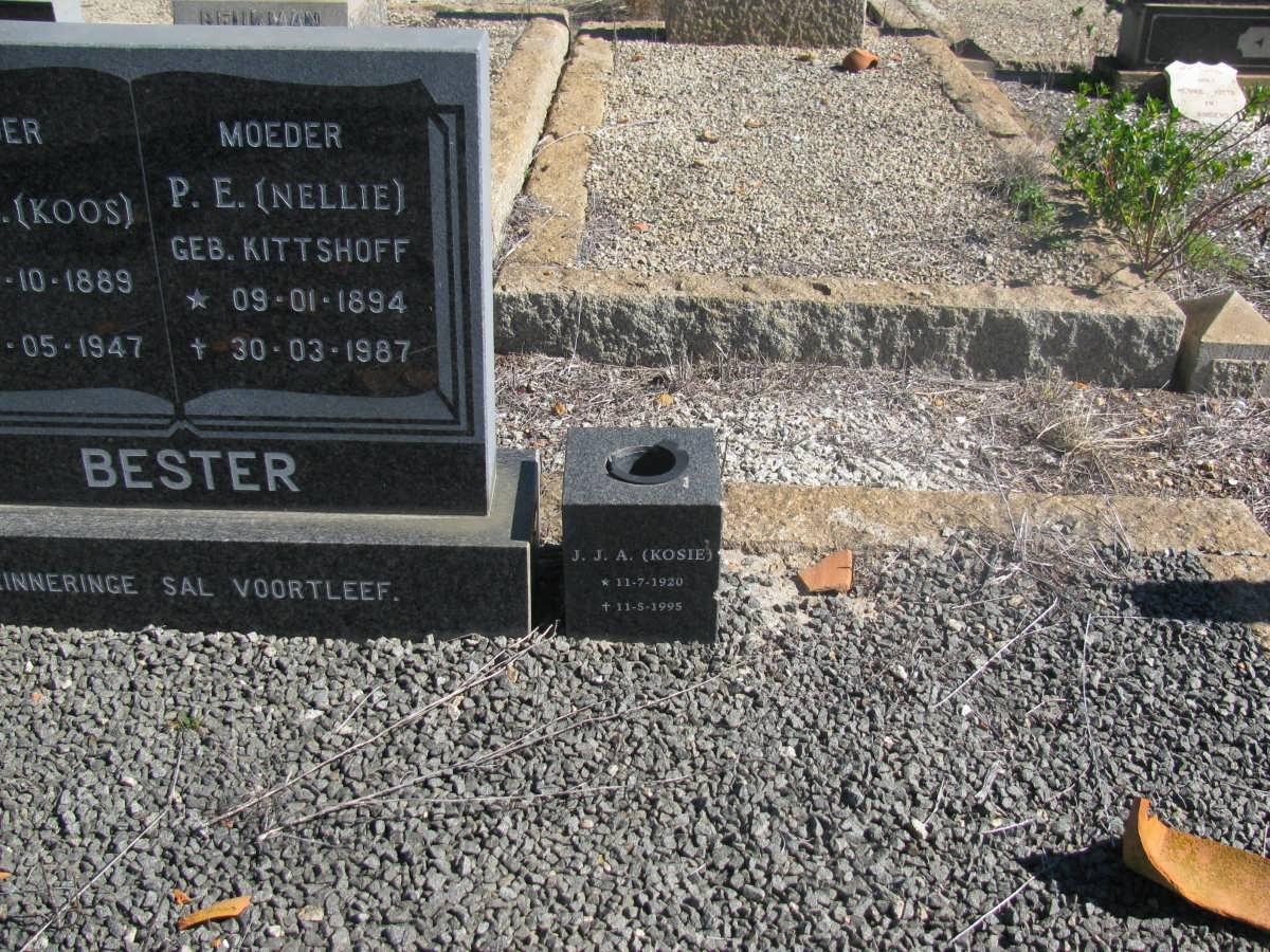 BESTER Jacobus Johannes Andries 1889-1947 &amp; P.E. KITSHOFF 1894-1987 :: BESTER J.J.A. 1920-1995
