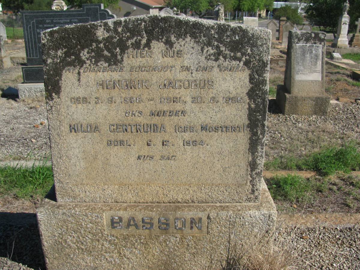 BASSON Hendrik Jacobus 1888-1956 &amp; Hilda Gertruida MOSTERT -1964